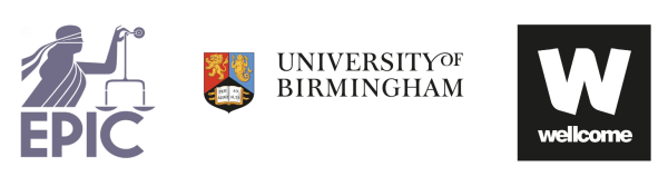 Logos of the University of Birmingham, project EPIC and Wellcome