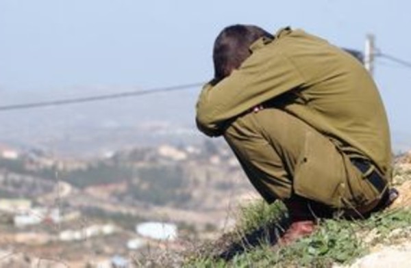 Stock image of a sad Israeli soldier 