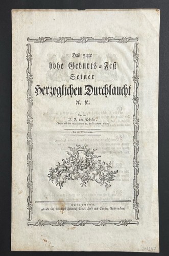 title page of 4-page poem in Fraktur:

ornamented border, large floral vignette at lower center